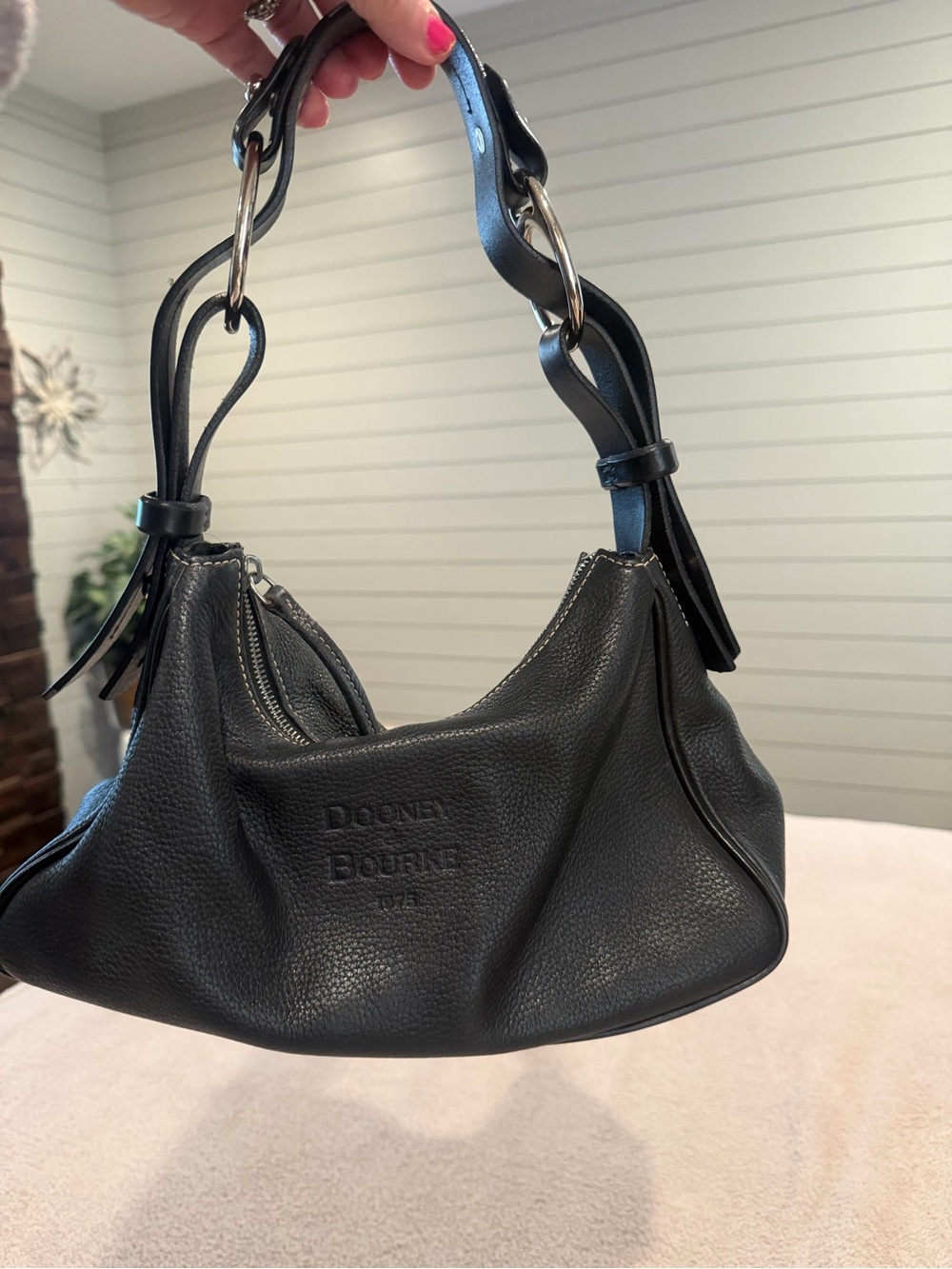 Dooney & Bourke Black Pebbled Leather Shoulder Bag